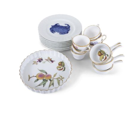 A COLLECTION:a set of seven Limoges porcelain plates decorated with transfer printed fish; Wedgwood ‘Peter Rabbit’ tea ware, 