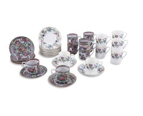 A ROYAL WORCHESTER COFFEE SET, COMPRISING;- eight coffee cups- ten saucers;together with a Chinese export coffee service
