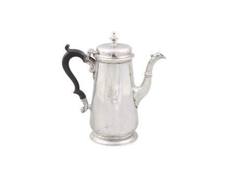 A WILLIAM IV IRISH SILVER COFFEE POTDublin 1833, mark of Richard Sawyer Jr., of plain circular tapering form with bell finial