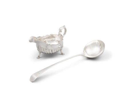 A GEORGE III SILVER SOUP LADLELondon c.1790, maker's mark of George Smith III & William Fearn, with crested handle;together w