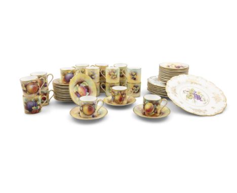 A LARGE COLLECTION OF MODERN MINTON’S HAND PAINTED PORCELAIN COFFEE CUPS AND SAUCERSvariously decorated with gilded rims and 