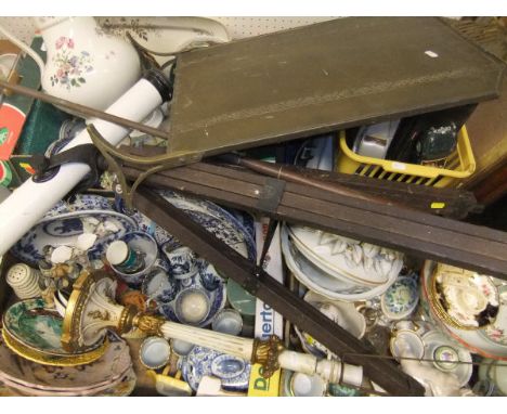 Three boxes of assorted 19th Century and later china and sundry wares to include Davenport coffee cans, etc, together with a 
