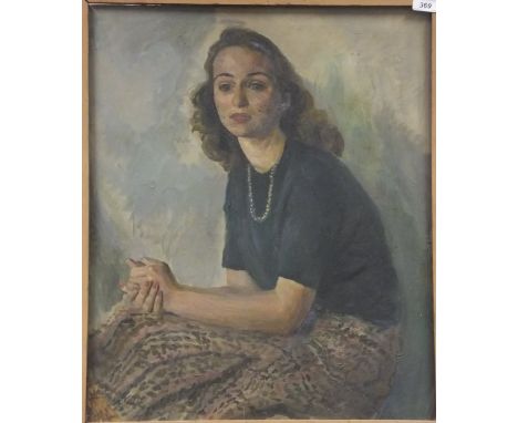 KATHLEEN WALKER "Miss Charmian Mitchell", portrait study of seated girl, oil on board, signed and dated January 1919? lower l