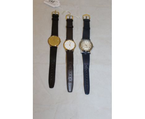 A Tissot Seastar Swiss made watch with black strap, marked "ALP March 1990" verso, together with a chromed cased Quartz watch