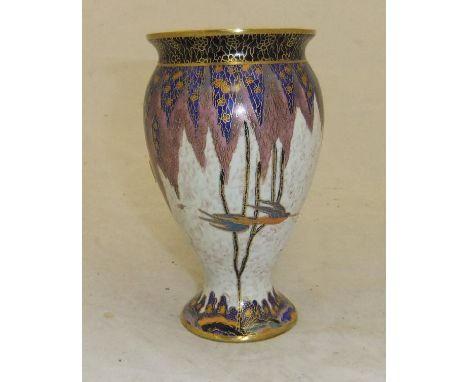 A Carlton ware vase "Tree and Swallow" on a mottled cream ground, No. 3281  CONDITION REPORTS Crazing all over, general wear 