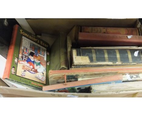 A box containing an assortment of various books to include HILDA COWHAN "For Somebody's Baby", various issues of The Illustra