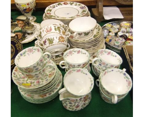 A Royal Worcester "Virginia" pattern part dinner service and a Minton "Haddon Hall" part tea service