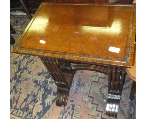 A quartetto set of mahogany occasional tables with bamboo style turned supports CONDITION REPORTS Height of tallest table app