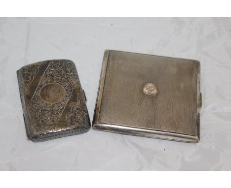 A cigarette case with engine turned decoration and stamped "Sterling 925" to interior, together with a Victorian silver cigar