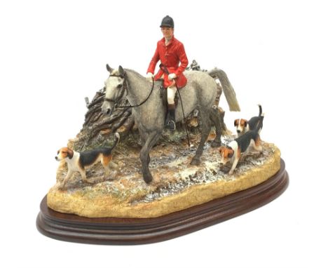 A limited edition Border Fine Arts figure group, Boxing Day Meet, Grey, model no B0876A by Anne Wall, 41/950, on wooden base,