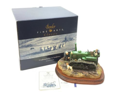 A Border Fine Arts figure, Starts First Time, model no B0702 by Ray Ayres, on wooden base with accompanying certificates and 