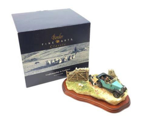 A Border Fine Arts figure group, The Chase, model no B0444 by Ray Ayres, on wooden base, figure L26cm, with box. - Condition 
