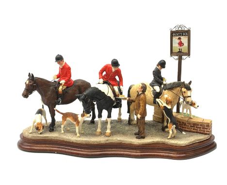 A limited edition Border Fine Arts figure group, Gather at the Snooty Fox, model no B1160 by Anne Wall, 48/350, on wooden bas