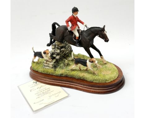 A limited edition Border Fine Arts figure group, A Day With The Hounds, model no B0789 by Anne Wall, 100/1500, on wooden base