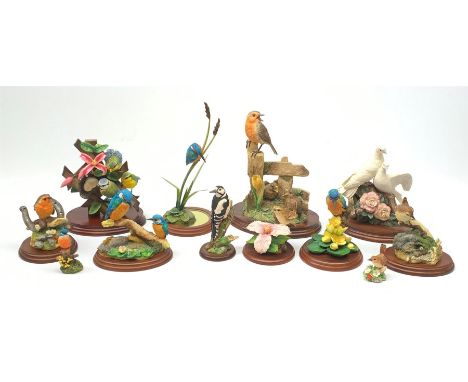 A group of Border Fine Arts figures, comprising Robin &amp; Chicks, model no B0345, Peace and Harmony, model no B0358, Garden