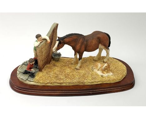 A limited edition Border Fine Arts figure group,  Next Generation, model no B0201 by Anne Wall, 401/1500, on wooden base, fig