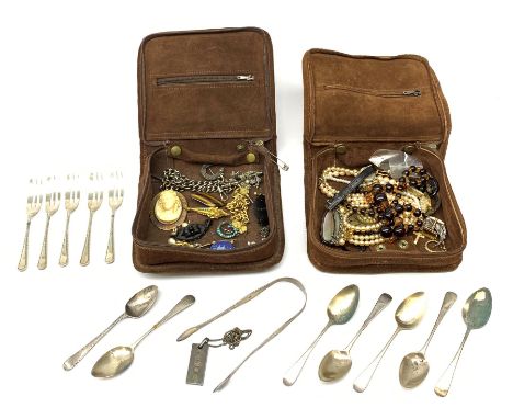 Georgian and later silver flatware hallmarked, silver ingot, silver marcasite brooch, gold nugget and other vintage and later