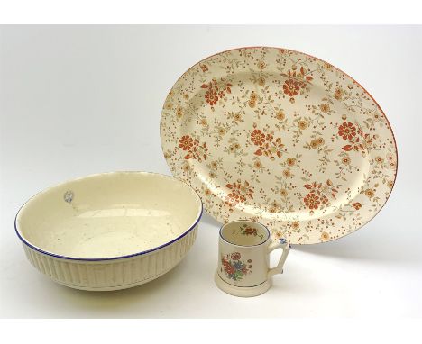 A large Copeland Spode bowl with bamboo detail to the outer sides, D38cm, together with a large Ridgway Perisa pattern platte