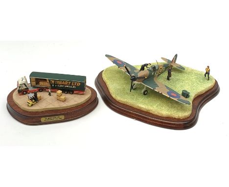 Two Border Fine Arts figurines, comprising Eddie Stobart LTD loading scene, on wooden base, and Scramble, model no B0879, 197