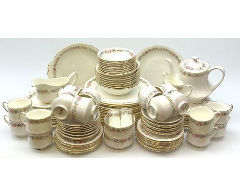 Paragon Belinda dinner service comprising of sixteen plates, twenty two side plates, sixteen tea plates, sixteen cups and fif