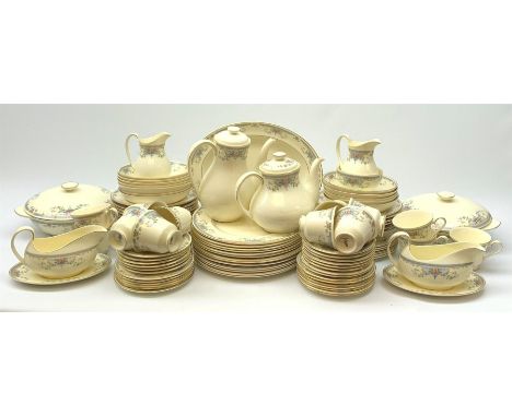 Royal Doulton Juliet pattern dinner and tea wares, comprising thirteen dinner plates, twelve dessert plates, thirteen side pl