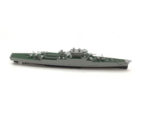 Early 21st century grey and green painted balsa wood 1:100 scale model of the French naval anti-aircraft battleship 'Colbert'