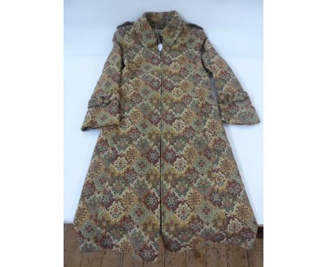 Alexon 'Youngset' by Alannah Tandy tapestry coat 1970's, front zip fastening, half belt and belt/buckle detail to the cuffs, 