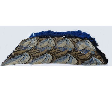 Circa 1920's lame silk brocade shawl&nbsp; with ornate large scale Art Deco pattern , picked out in gold, stylised foliate de