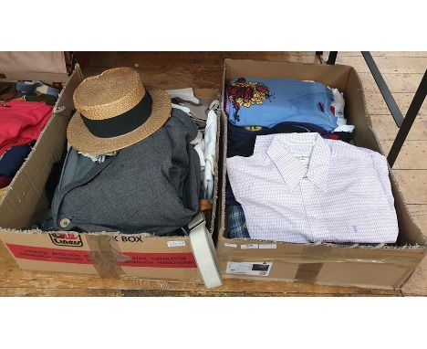 Quantity of gentleman's accessories and clothing including a straw boater labelled 'Bennetts, London', a pair of spats, brace