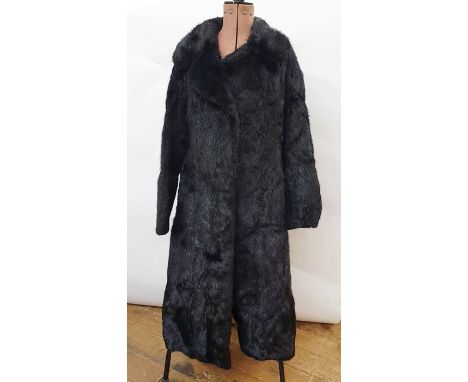 Black coney full-length vintage coat, a vintage squirrel cape labelled 'Laing & Prentice' and a white vintage coney short jac