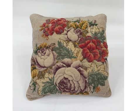 Plush and beaded cushion, 41cm x 40cm 