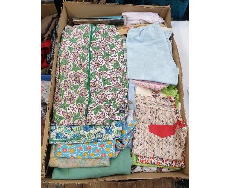Quantity of 1950's vintage pinafores, Trim Sona overalls and other assorted items including two pairs of Charnos crepe stretc