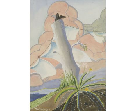 *Ralph Cusack ((Irish, 1912-1965)THE WASHING LINESigned and dated '40 l.l., inscribed verso 'To Mainie, thanking her for all 