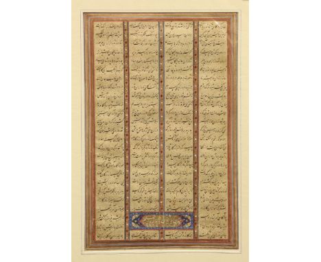 A Ferdowsi 'Shahnameh' manuscript page,16th century, probably Kashmir,28 x 16cm,Safavid, Persia,probably 16th century, a manu