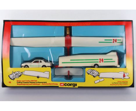 Corgi Glider and Trailer Gift Set 12, contains 345 Honda Prelude, cream/green body, red interior, chrome detailed wheels, wit