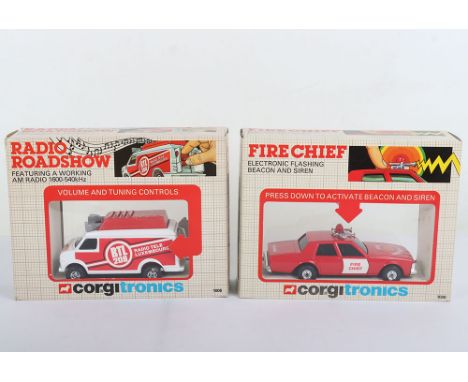Two Corgitronics Models, 1006 Radio Luxembourg Disco Mobile, featuring a working AM radio, with leaflet (un tested) and 1008 