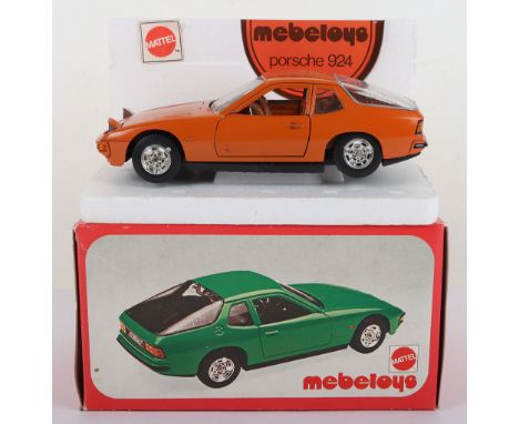 Mebetoys (Italy) Mattel Porsche 924, no.8612, 1:25 scale, orange body, tan interior, in mint original condition, polystyrene 
