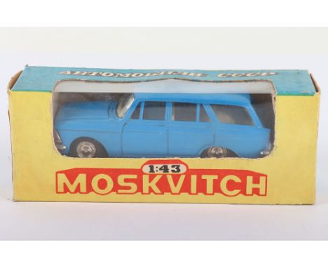 Novexport (Russian) Moskvitch 427 Estate Car Diecast Model, 1:43 scale, blue body, metal base, off white interior, detailed w