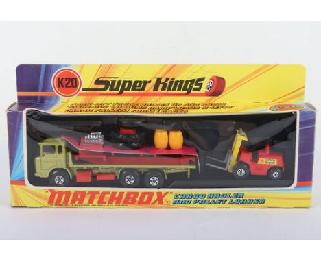 Matchbox Superkings K-20 DAF Cargo Hauler and Pallet Loader, metallic lime green body, white interior, red base complete with