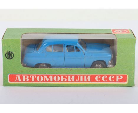 Novexport (Russian) No A7 Moskvitch 403 Diecast Model, 1:43 scale, scarce blue body/metal base,  white interior, detailed whe