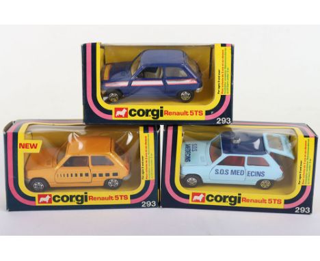 Corgi French Issue Renault 5TS Models 293 S.O.S Medecins, dark blue roof/light blue body, red interior, plus 293 Renault 5TS,