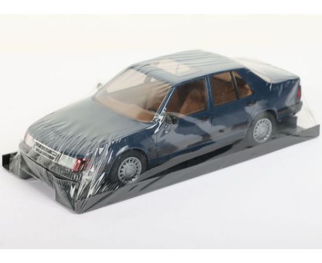 Saab 9000 CD Dealer Promotional Model, 1/20th scale plastic , dark blue, tan interior, in mint shrunk wrapped condition, made
