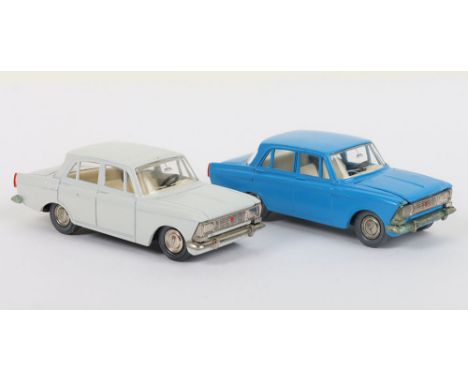 Two Novexport (Russian) A1 Moskvitch 408 Cars Diecast Models, 1:43 scale,1.bright blue body, white interior, detailed wheel h