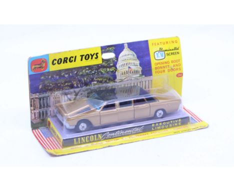 Corgi: A boxed Corgi Toys, Lincoln Continental Executive Limousine, Reference No. 262. Original windowed card, general wear e