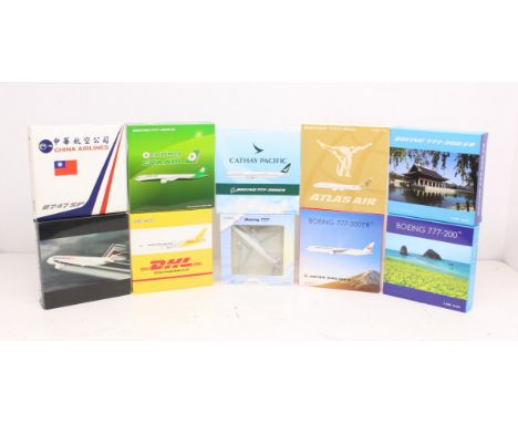 Aircraft: A collection of ten boxed 1:400 Scale aircraft, to comprise: Boeing examples of different airlines. Original boxes,