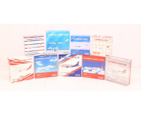 Platinum Series: A collection of nine boxed 1:400 Platinum Series aircraft of various Airbus airlines. Original boxes, box co