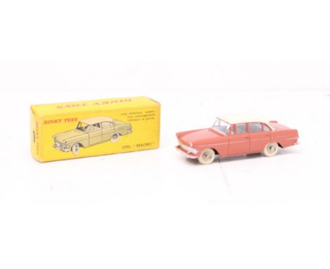 Dinky: A boxed French Dinky Toys, Opel "Rekord", Reference No. 554, coral body with off-white roof and grey interior. Origina