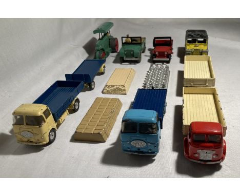 Corgi: A collection of assorted unboxed Corgi Toys vehicles to include: ERF Lorry with trailer and loads, ERF Lorry with Chur