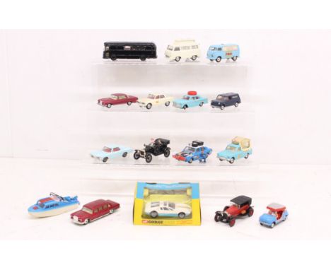 Corgi: A collection of assorted unboxed Corgi Toys vehicles to include: Walls Ice Cream Van, Rover 2000, Austin, Mercedes-Ben