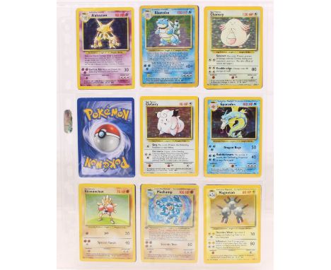 Pokemon: A complete Pokemon Unlimited Base Set, comprising 102/102 cards. To include: duplicate Alakazam 1/102, sealed 'stand